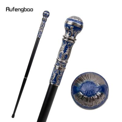 Zilverblauwe luxe ronde handgreep modieuze wandelstok voor feest decoratieve wandelstok elegante kruisstok knop wandelstok 93cm