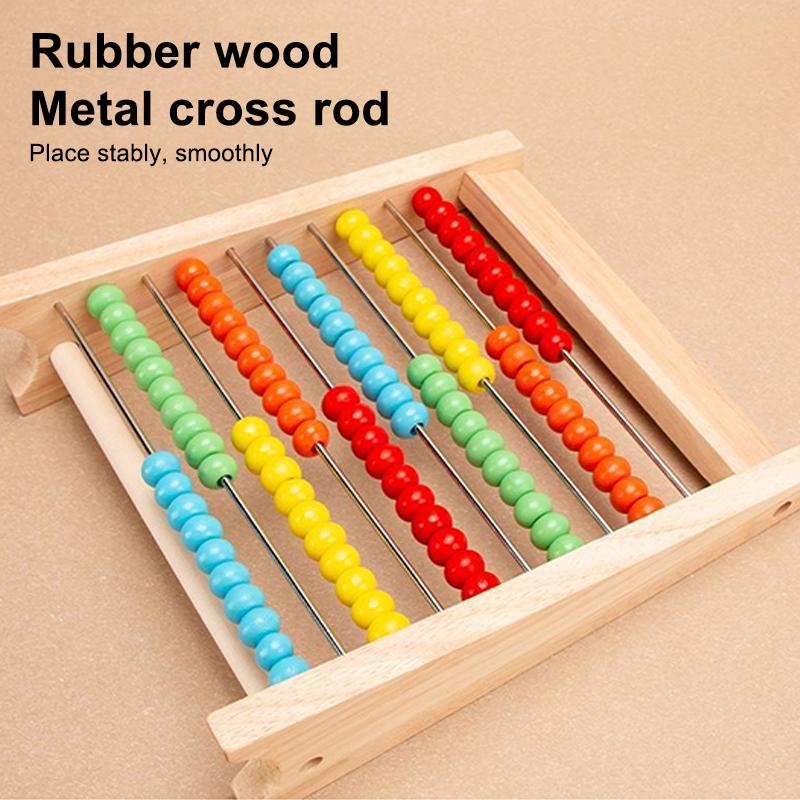 Wooden Counting Toy Abacus Montessori Education Math Toy Children Rainbow Counting Beads Addition Subtraction Operation Learning