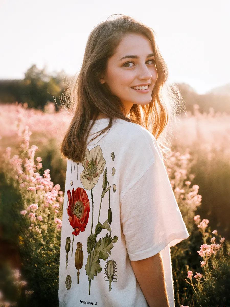 Oversized T-shirt with floral print on the back 3XL