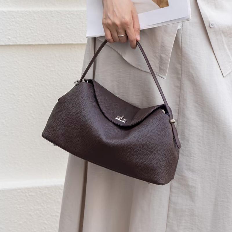 Women's Genuine Leather Crossbody Tote - Fashionable, Large Capacity, Commuting Shoulder Bag.