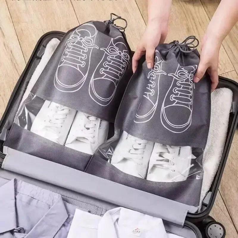 Shoes Storage Organizer Bags Non-woven Travel Portable Closet Bag Waterproof Pocket Clothing Shoes Tranparent Storage