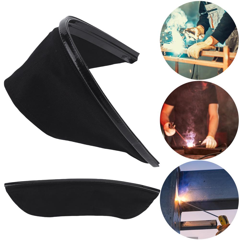 Wrap-Around Helmet Bib Flame Resistant Materials Anti-Scald Bib Welder for Most Welding Helmets