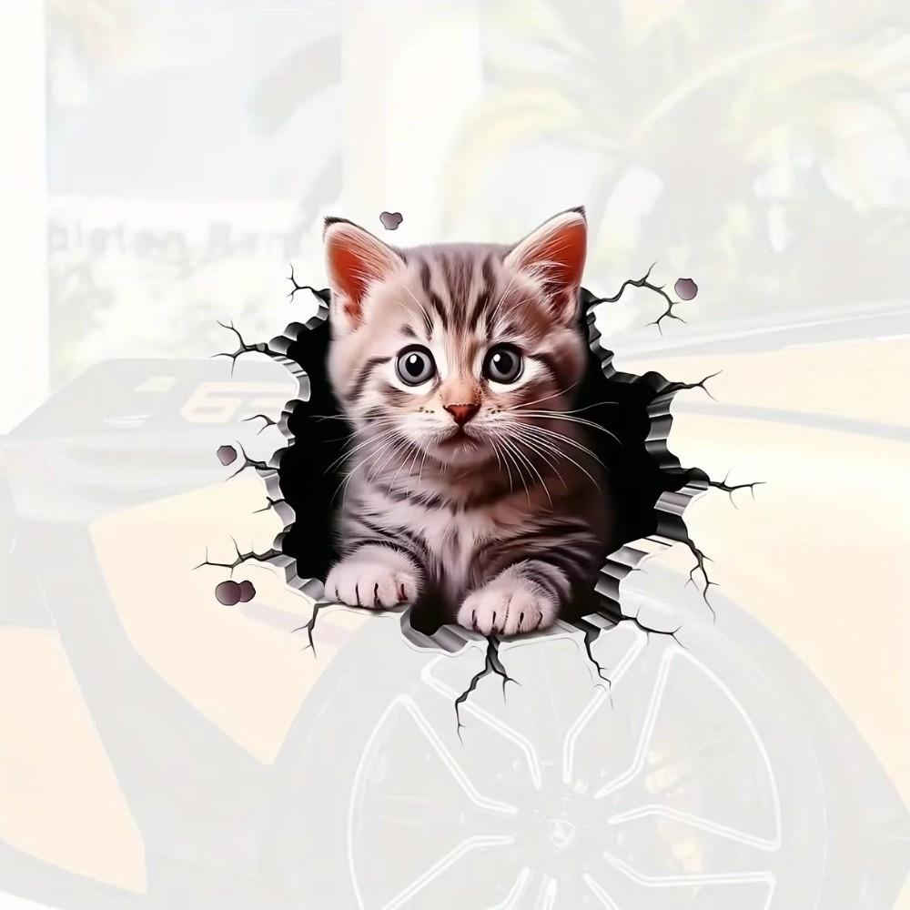 3D Cat Pattern Auto Sticker Cute Car Body Styling Scratch Resistant Decor New Window Sticker