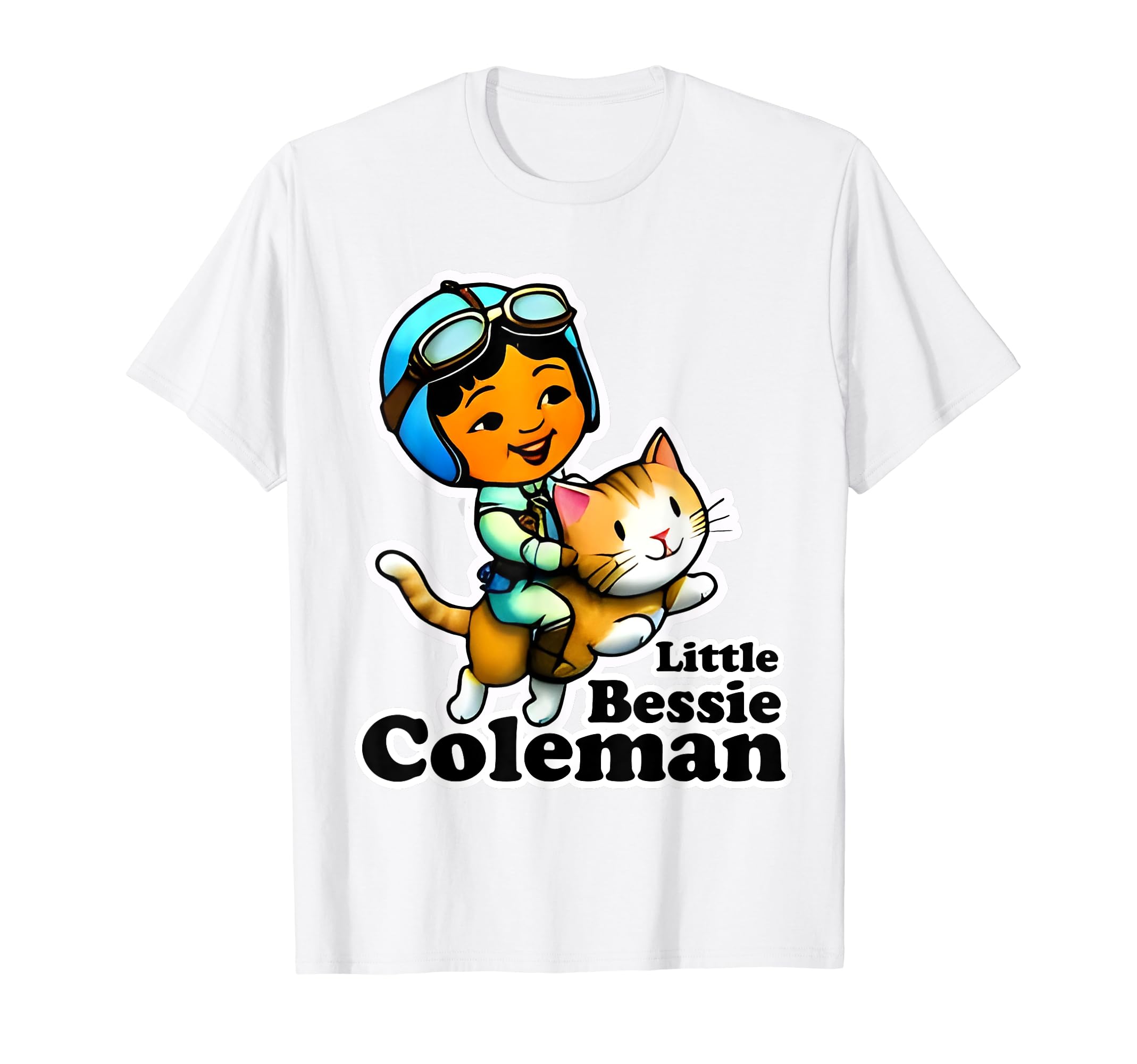 

Cute Little Bessie Coleman On a Cat Light Color T-Shirt белый