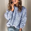 Women's Floral Dot Knit Pullover Sweater - Casual Long Sleeve, Round Neck, Autumn Winter