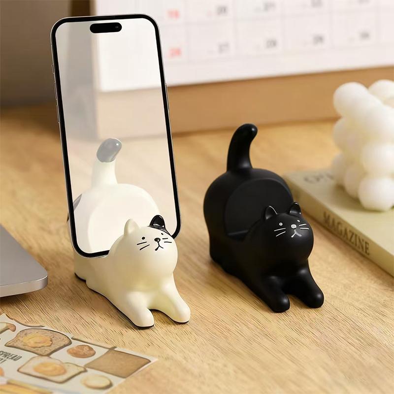 Creative Cat Phone Stand Cute Cat Model Phone Storage Rack Home Office Desktop Decoration Ornament Birthday Gift