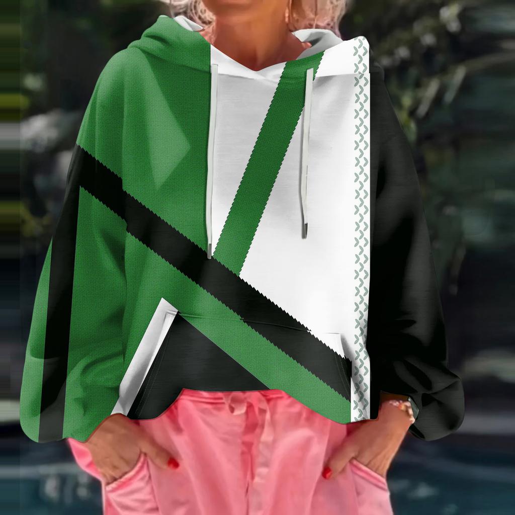 Women's Floral Print Loose Casual Long Sleeved Hooded Sweatshirt