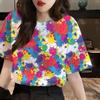 Summer Hot Sale Beautiful Star 3D Print Short Sleeve round Neck T-Shirt Women's Fashionable Casual Polyester Top