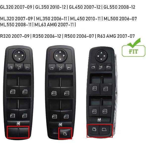 Jaronx 2PCS Driver Window Switch Button Covers Compatible with Mercedes Benz, Power Master Window Lift Switch Button Cover Caps Compatible with