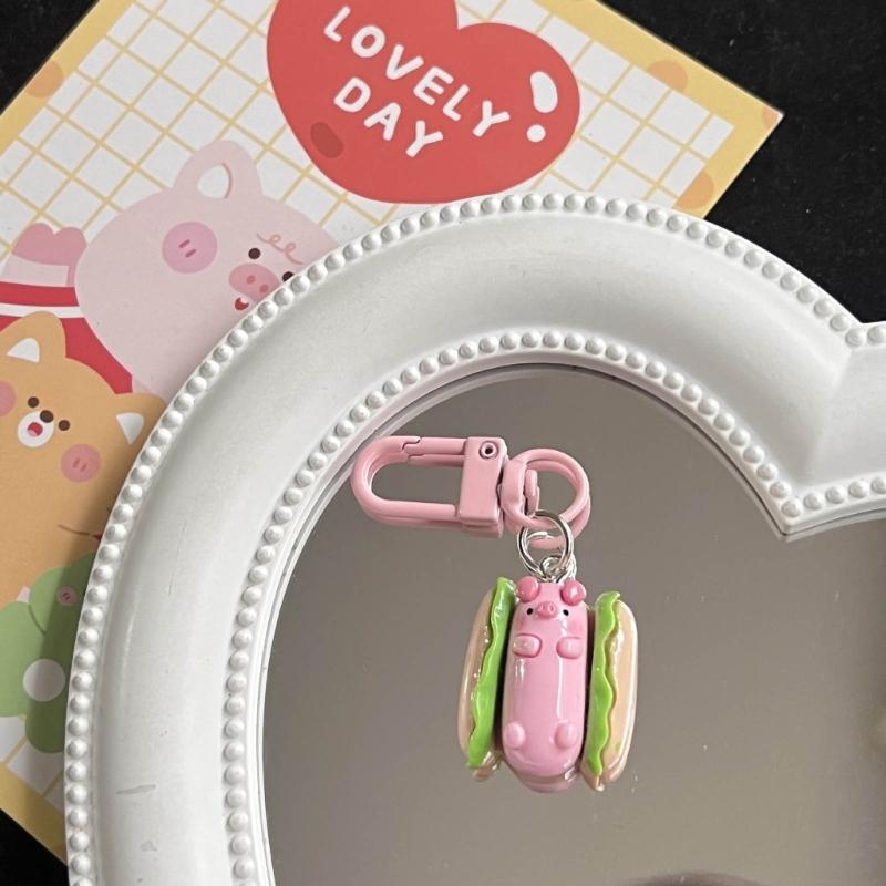 Pig Pendant Alloy Acrylic Material Long Lasting Use Animal Keychain for Bag