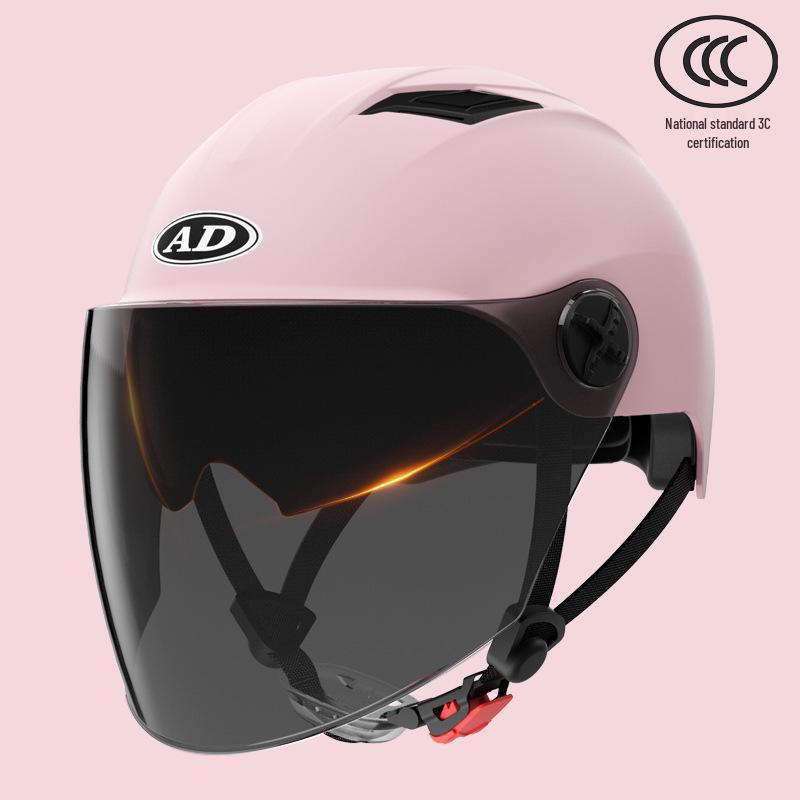 

3C Certified Unisex Electric Vehicle Half Helmet with Double Visor, Summer Sun Protection, All-Season Use for Scooters & Motorcycles