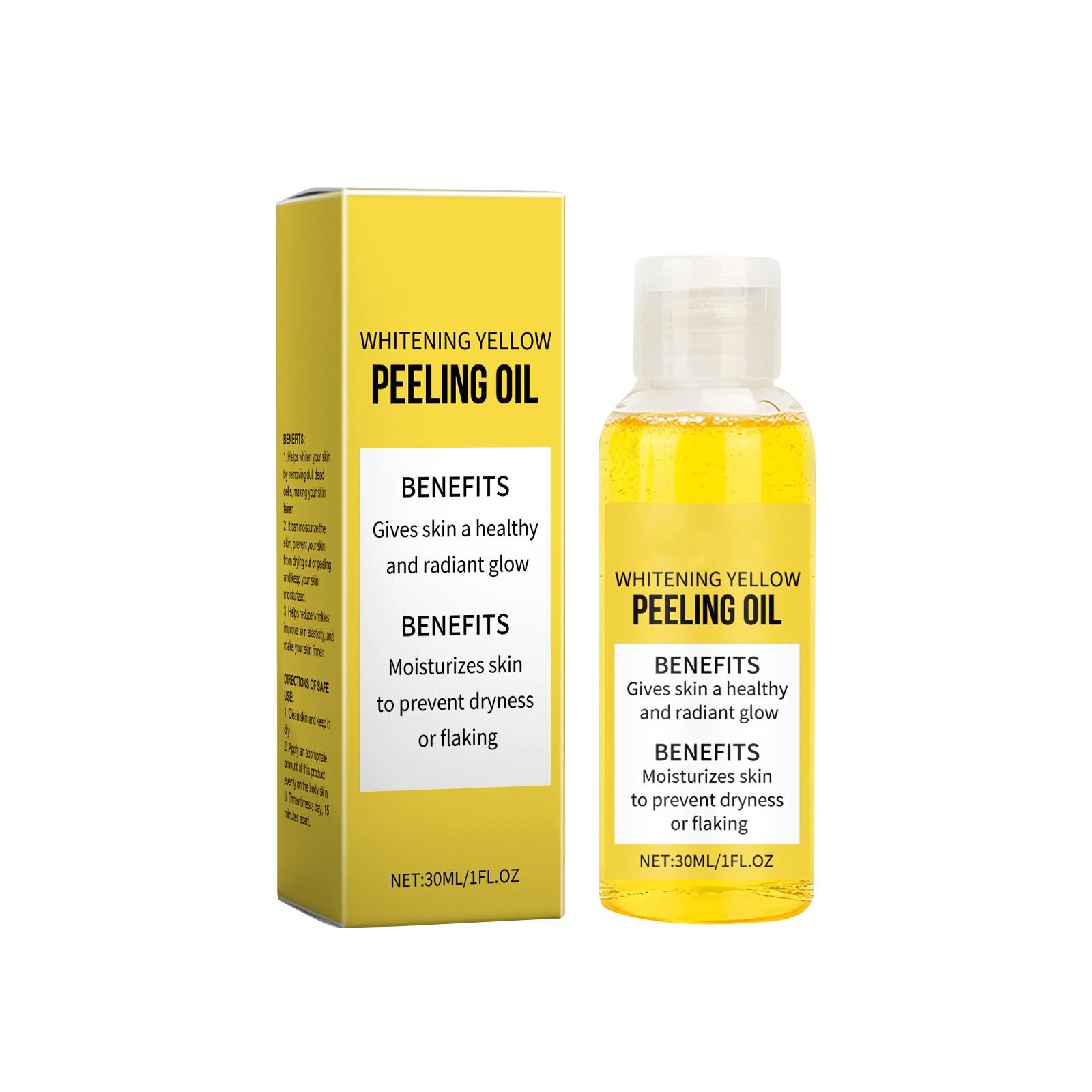 

Отбеливающее желтое масло для пилинга Масло для кожи Отбеливающее масло для тела Питательное и осветляющее масло для ухода за кожей Улучшает однородность тона кожи Отшелушивающее средство 30 мл жёлтый