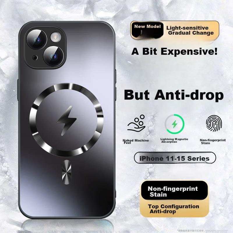 IPhone 15 Case, IPhone 15 Protective Cover, MagSafe Magnetic Full Protection Ultra-Thin Shockproof Hard, AG Lightning Business Style, Titanium Black