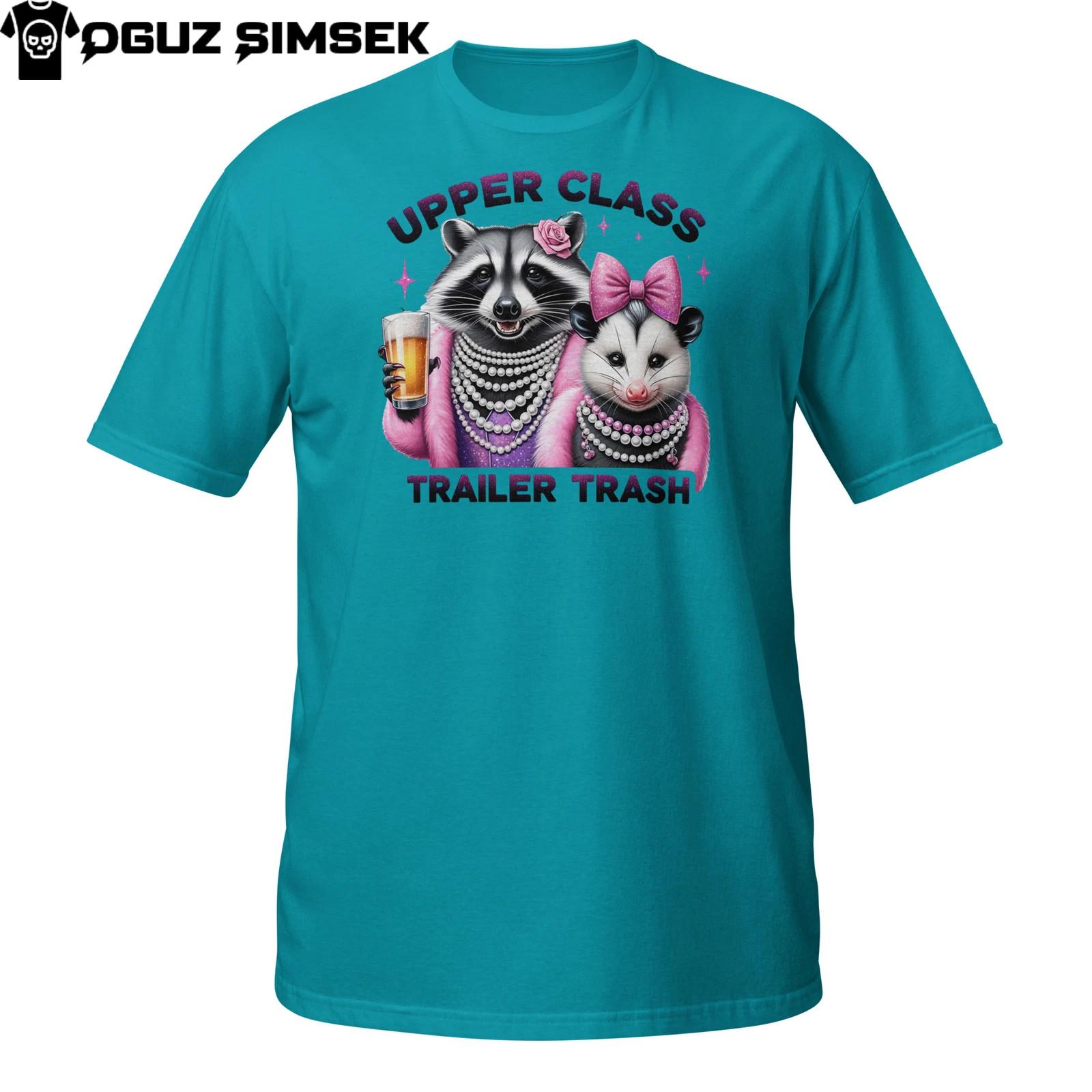 Upper Class Trailer Trash T-Shirt Mens Womens Tees Top | Funny Raccoon Possum Redneck Glam Parody M