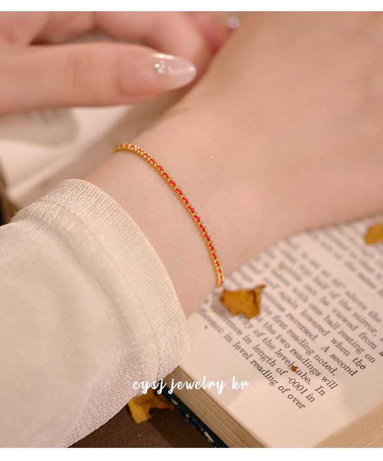 Cui Yan S925 Sterling Silver Korean-Style Zodiac Red Rope Bracelet for Women - Light Luxury, Simple Design, Hot-Selling Hand Jewelry.