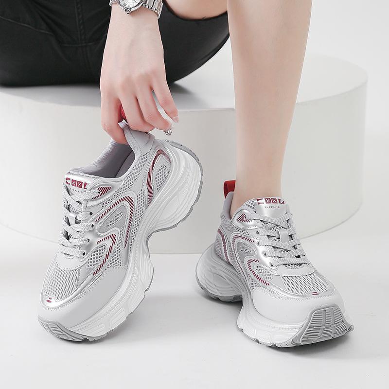 Strictly Selected Ins Versatile Sports Shoes Women's Summer Thin Mesh Platform Dad Shoes Breathable Casual Shoes Heightening Women's Shoes