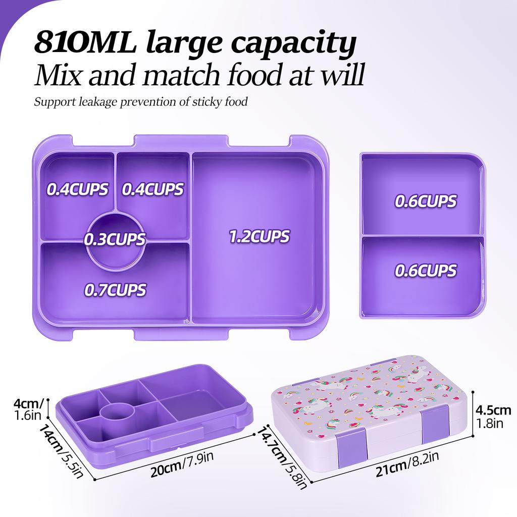 37oz Entzückende Bento-Box mit Cartoon-Druck, Mikrowellengeeignete, unterteilte Lunchbox, Auslaufsicher, BPA-frei, Snack-Lebensmittelbehälter für Schule, Picknick