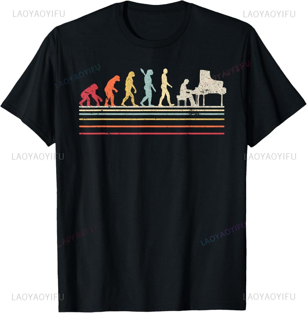 Funny Piano T Shirt. Retro Vintage Evolution of Man Shirt T-Shirt Unisex Summer Streetwear Tops Funny Shirt Ropa Hombre
