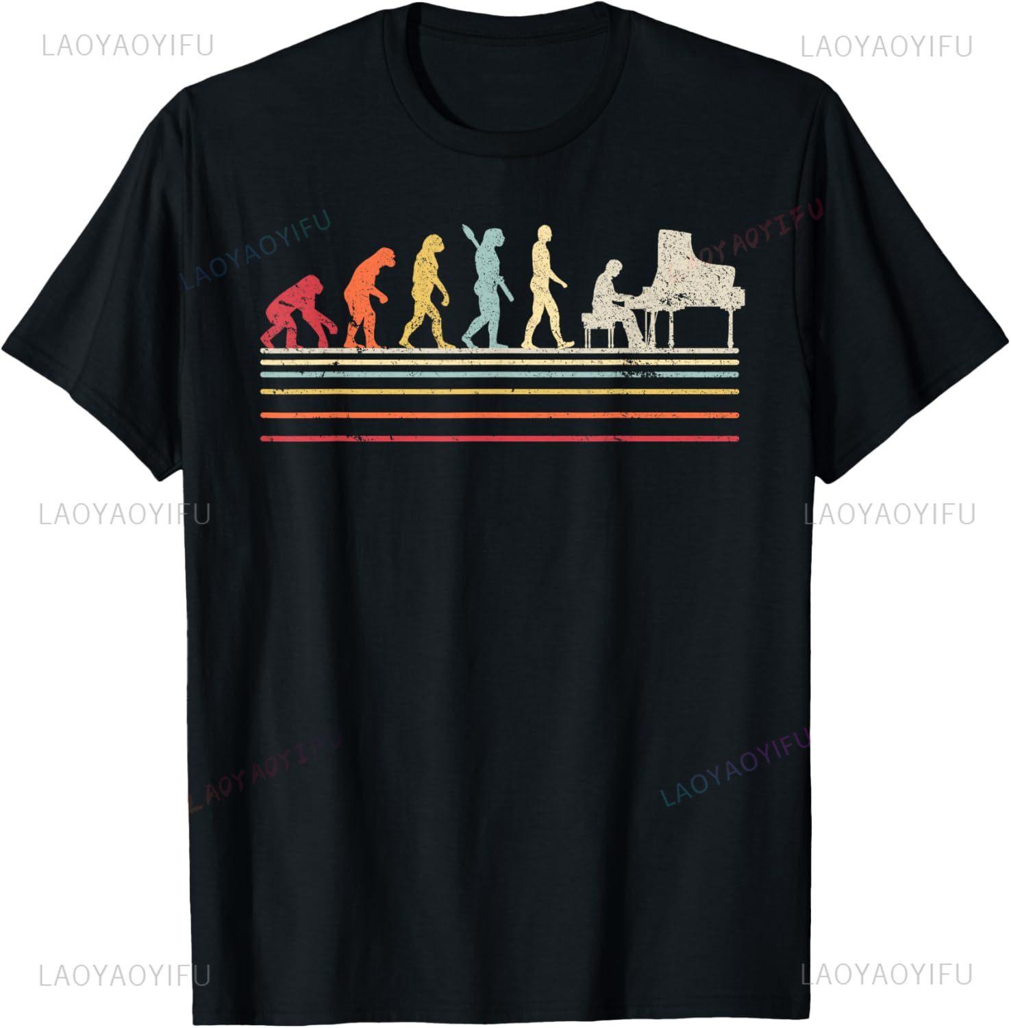 

Funny Piano T Shirt. Retro Vintage Evolution of Man Shirt T-Shirt Unisex Summer Streetwear Tops Funny Shirt Ropa Hombre 4XL