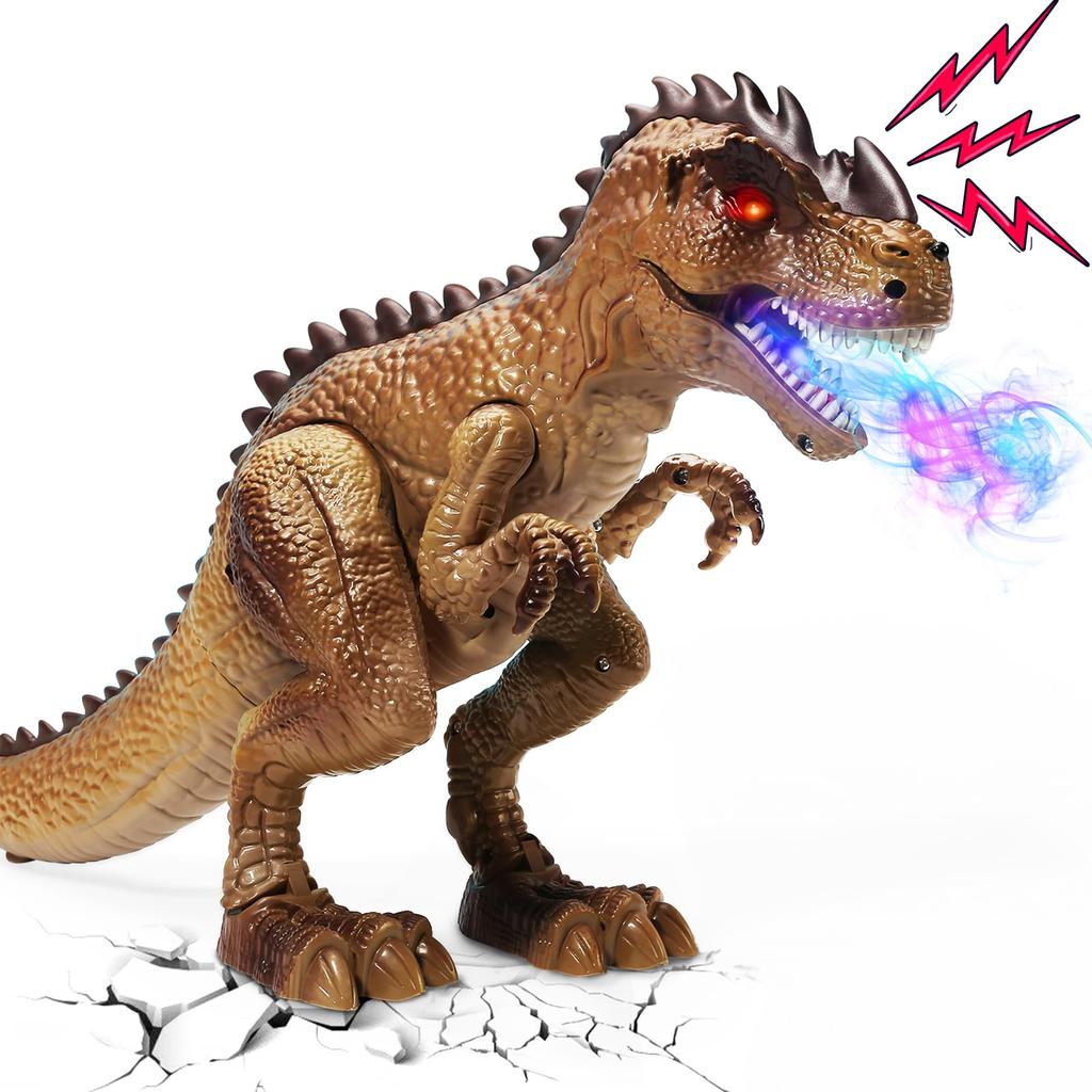 Cute Stone Dinosaur Target Robot Toy with Realistic Sound Emitting Disassembly Indoor Shooting Birthday Educational Gift Toy, Spray, Auto-Driving,