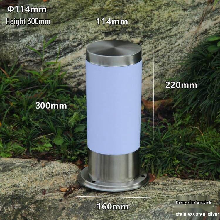 Stainless Steel LED Garden Lights - Waterproof Outdoor Cylindrical Ground Lights for Villas and Courtyards.