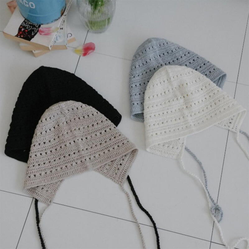 Women s Viscose Knit Bonnet Light Bucket Hat C8117_White