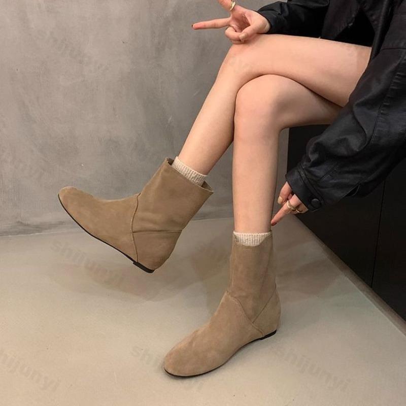 Women Ankle Boots 2026 Autumn Round Toe Suede Non-slip Short Boots Outdoor Casual Low Heel Fashion Boots Women Botas De Mujer
