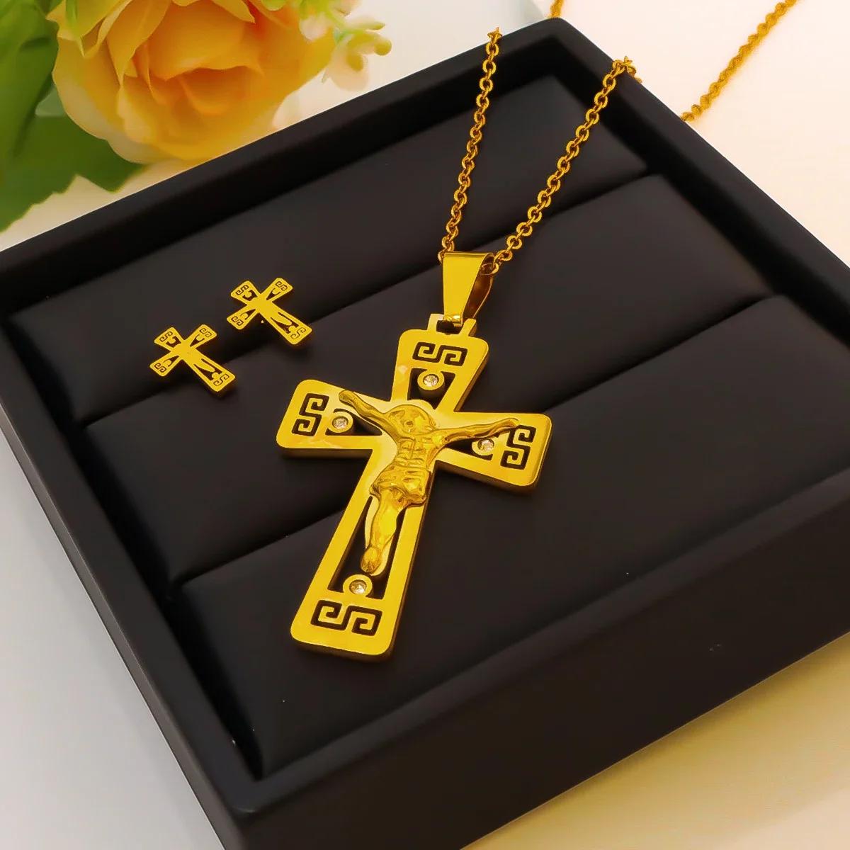 

Stainless Steel Christian Jesus Cross Necklace for Women Men Chains Religion Cross Pendants Jewelry Prayer Gifts