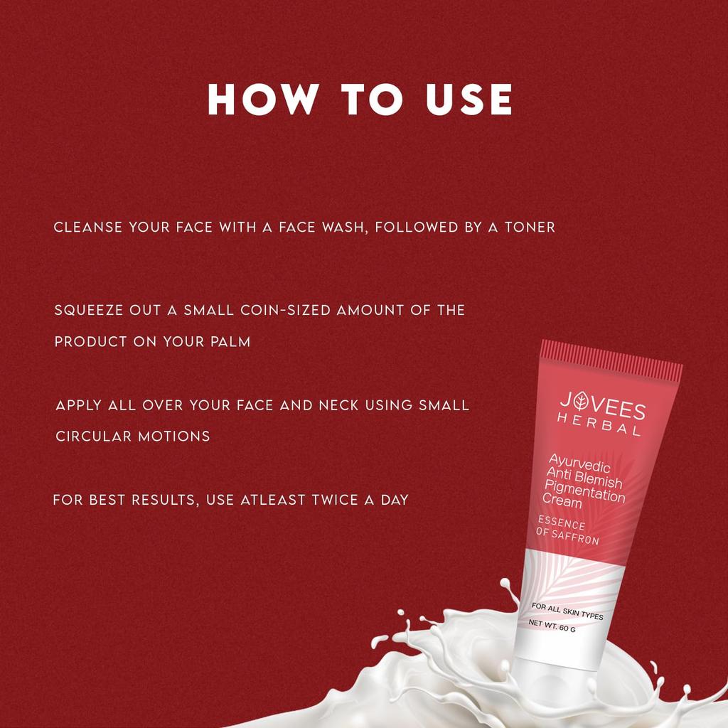 Jovees Herbal Anti Blemish Pigmentation Face Cream 60g | Reduces Dark Spots | Brightening Moisturizer For Even Skin Tone
