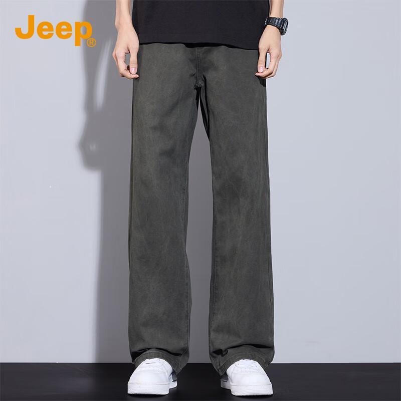 Jeep Men's Pure Cotton Loose Straight-Leg Casual Pants