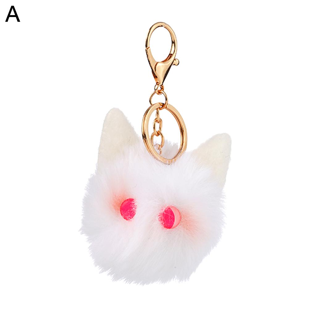 Plush Cat Keychain Kawaii Kitten Cartoon Keyring Ladies Girls Bag Pendant Black /White Hairball Keychain School Bag Key Chains