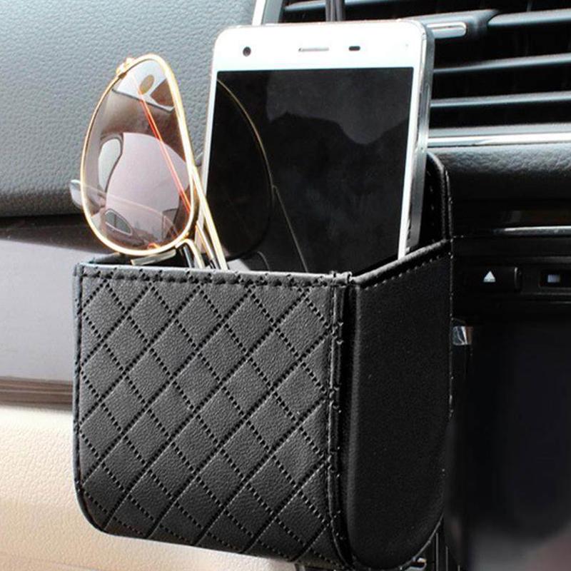 1Pc Car Organizer Storage Bag Air Outlet Mount Multi-color PU Leather Glasses Box Phone Bracket Stand Auto Accessoires Interior