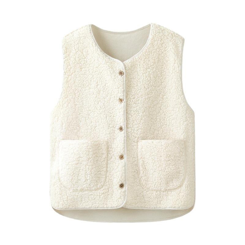 Zimní krátká vesta nová korejská verze volná plyšová vesta bunda zahraniční styl vesta