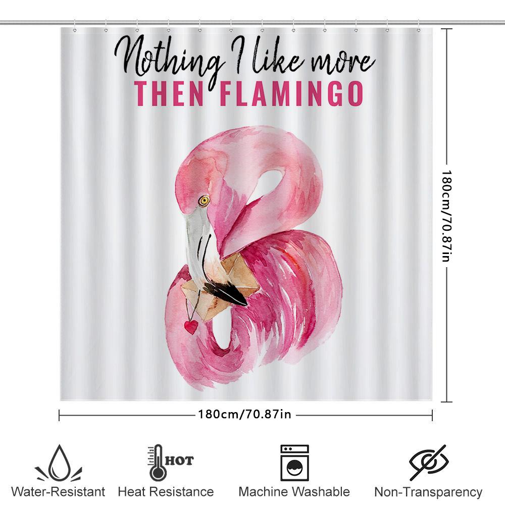 Flamingo Bath Towel Shower Curtain Watercolor Decorative Bathroom Accessories Set