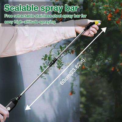 Portable Telescopic Electric Sprayer with 3 Mist Nozzles 2400mAh High-Pressure Sprinkler for Garden Watering Plants Fertilizing