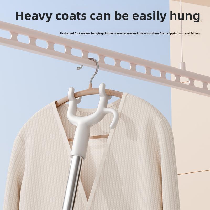 Retractable Clothes Drng Rod Single Prong Clothes Hanger Storage Organizer for Home Dormi Stainl Steel PP Material