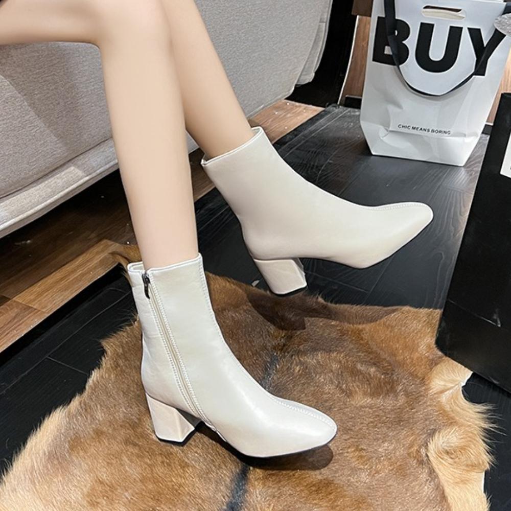 Women  Autumn/winter Square Toe Women's Boots Fashion Zipper Casual Comfortable  Ankle Boots for Woman Size 36-43