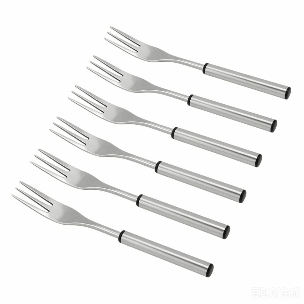6PCS Stainless Steel Hot Pot BBQ Fork 3-Prong Tip Cheese Fork Fondue Fork Set  Fruit Serving