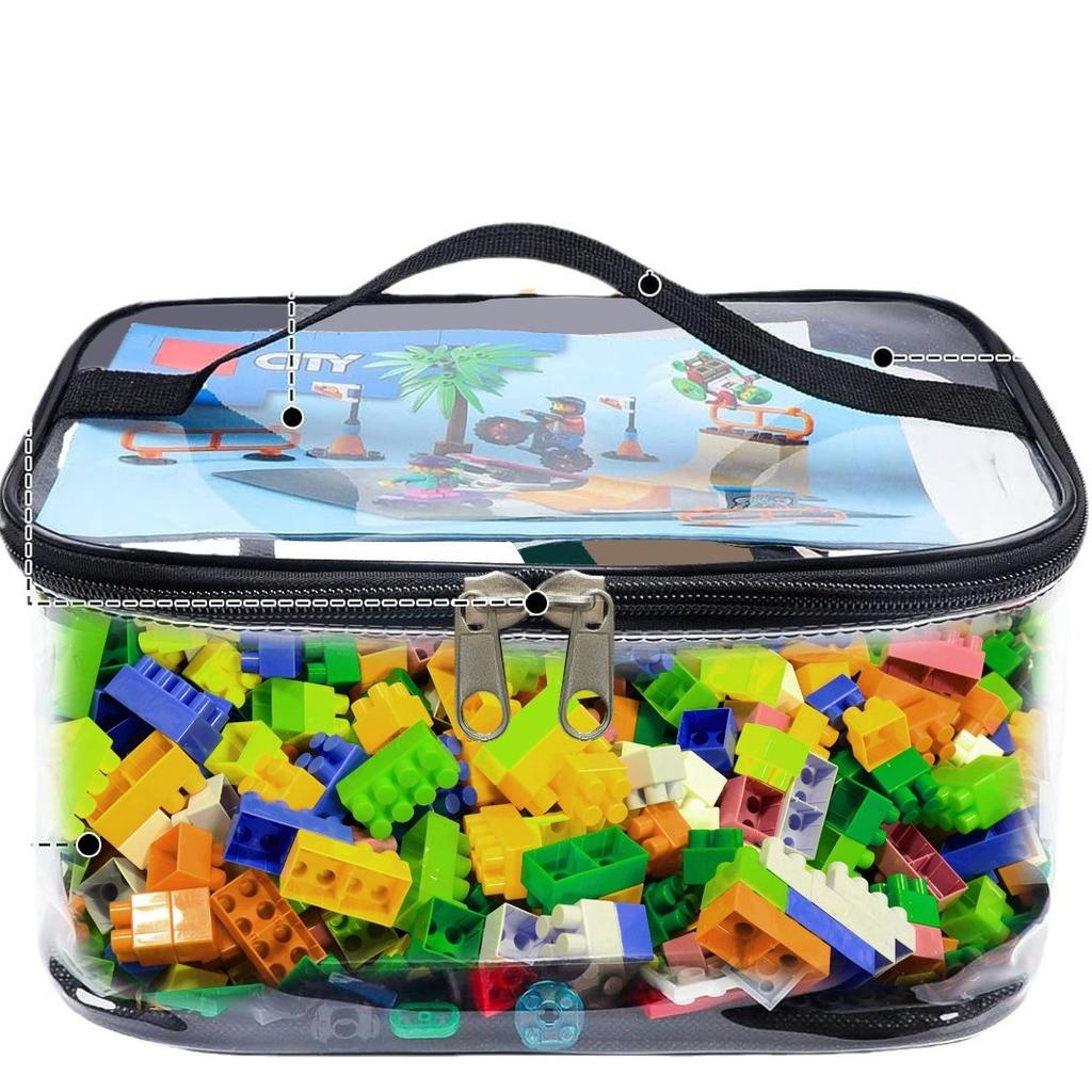 Bolsa de Almacenamiento de Juguetes con Cremallera de Malla Transparente - Organizador de Puzzles y Bloques de Gran Capacidad, Ideal para Almacenamiento de Juguetes y Bloques de Construcción So