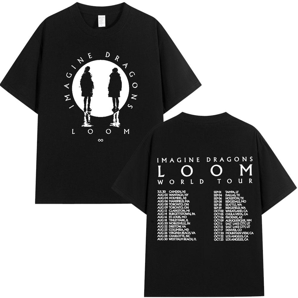Summer Adult Imagine Dragons Loom World Tour Rock Band Tshirt Cartoon Dragon High Quality 100 Cotton Mens Women Shortsleeved