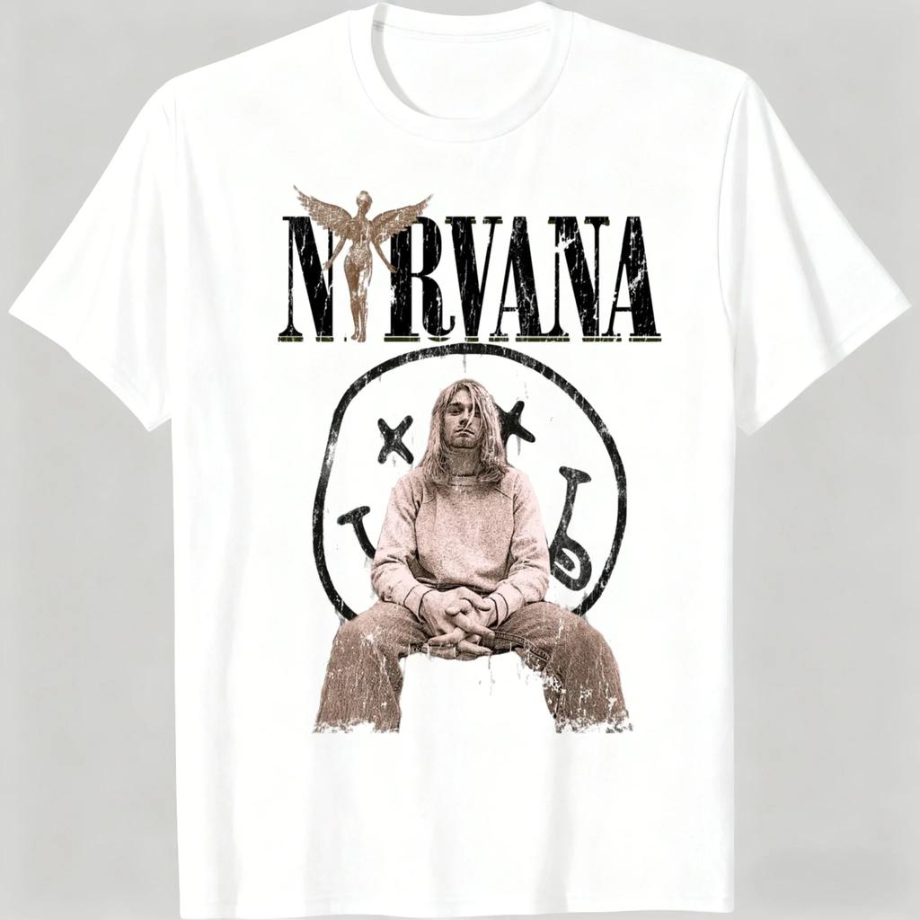 New Nirvana rock band Unisexs 100cotton Tshirt hiphop style Unisexs and Unisexs oversized Y2K Tee Casual Loose Outdoor Street