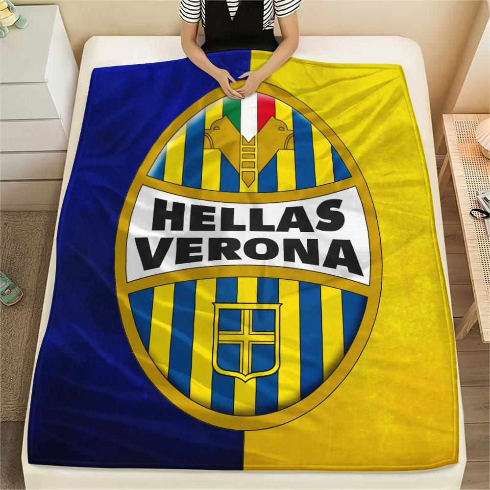 Hellas Verona FC Druck Flanelldecke, Hohe Qualität, Bequem für Alle Jahreszeiten, Heimdekoration, Wärme und Komfort