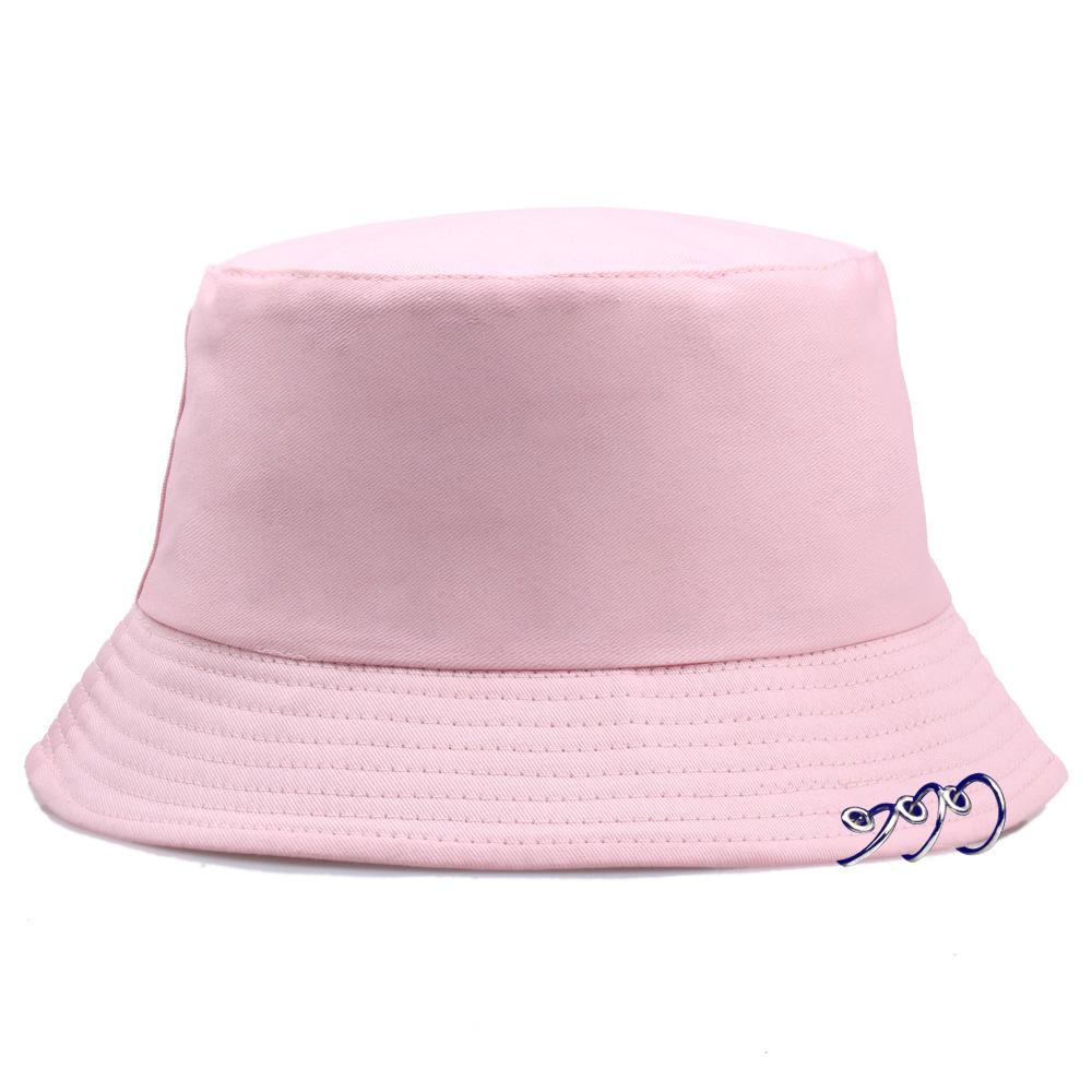 COKK Cappello a Secchiello Donna Uomo Estate Primavera Cappello da Pescatore Con Anelli Hip Hop Tesa Piatta Colore Unico Moda Coreana Bob Gorro Kpop Nuovo