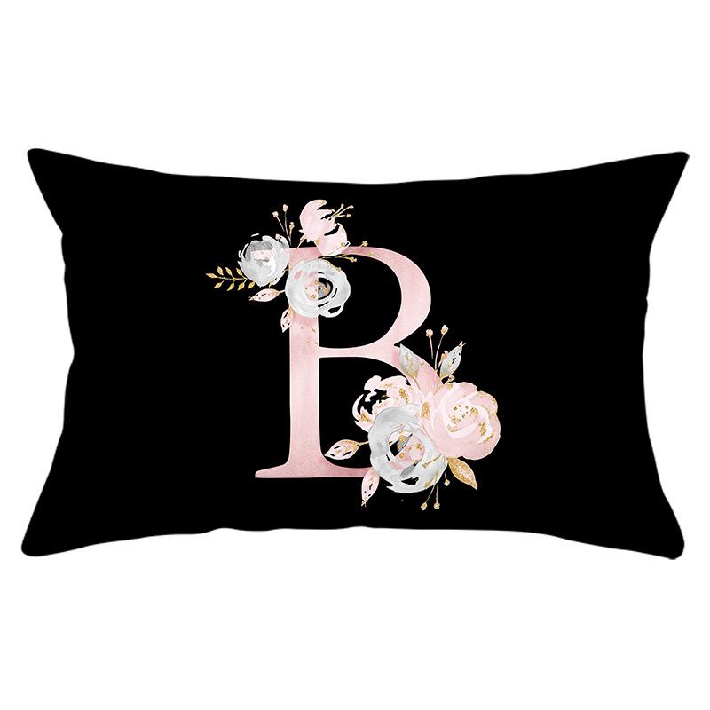 New Black Crown Letter Waist Pillow Cover for Home Peach Skin Sofa Waist Cushion Cover Car Cushion Cover