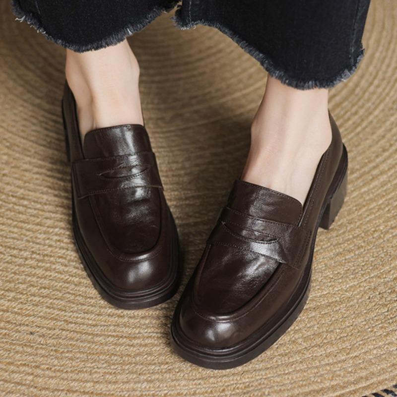 cm ultra-quiet~ New single shoes women's thick heels, small leather shoes, small leather shoes women's thick soles