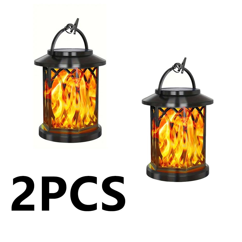 

2 шт. Светодиодная лампа-пламя на солнечной энергии для Хэллоуина, водонепроницаемый уличный подвесной фонарь, праздничные украшения для вечеринки, садовые ландшафтные огни жёлтый