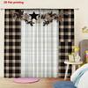 2pcs Plaid Star Design Curtains   Room Darkening Fabric Rod Pocket Curtain   Christmas Window Decor   Farmhouse Decor