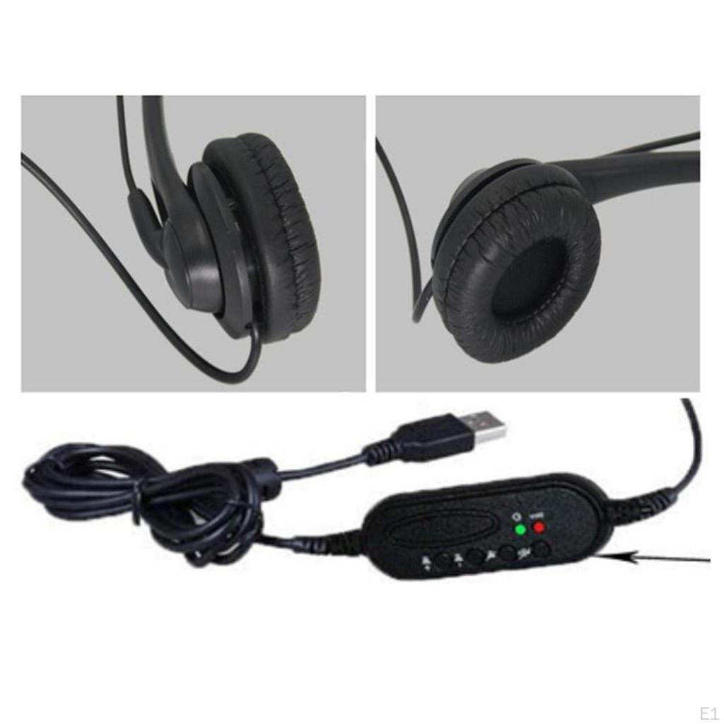 USB Headset with Noise Cancelling Microphone and Adjustable Volume Control for Call Center PC/Laptop