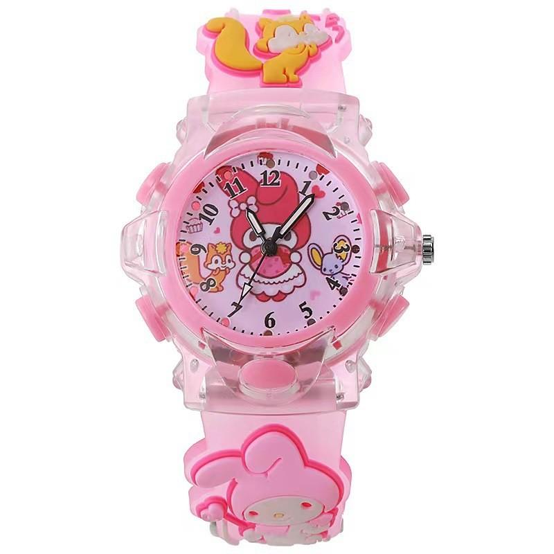 Hello Kitty Kinder-Quarz-Uhr mit Nachtlicht und Silikonarmband für Kinder Geschenk