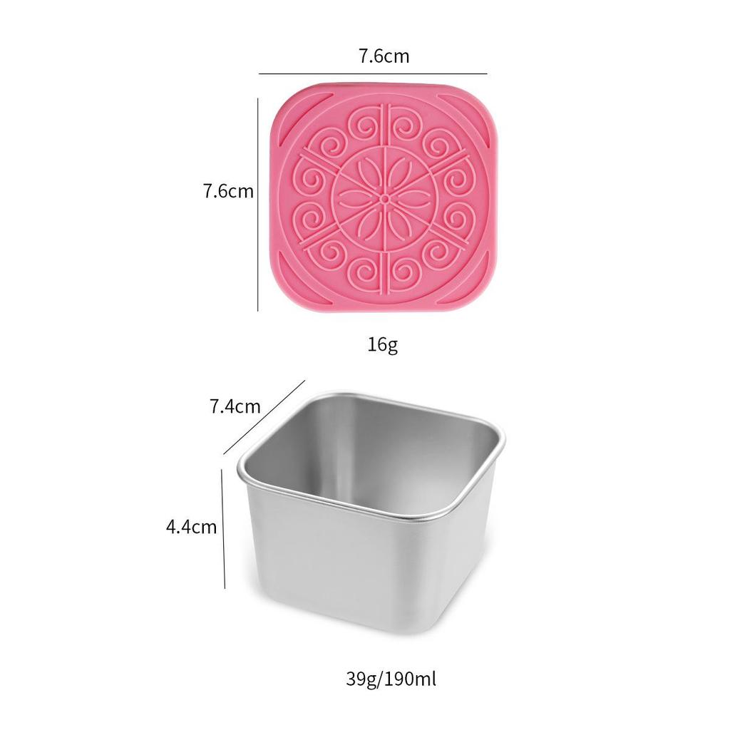 304 Stainless Steel Sauce & Salad Dressing Container with Silicone Lid - Leakproof Square Snack Lunch Box